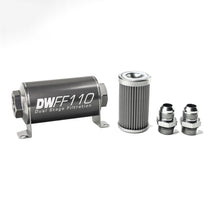 Load image into Gallery viewer, DeatschWerks Stainless Steel 10AN 100 Micron Universal Inline Fuel Filter Housing Kit (110mm)