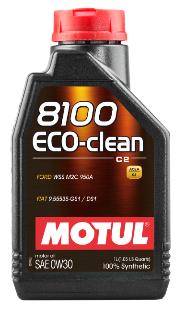 Motul 1L Synthetic Engine Oil 8100 Eco-Clean 0W30 12X1L - C2/API SM/ST.JLR 03.5007 - 1L