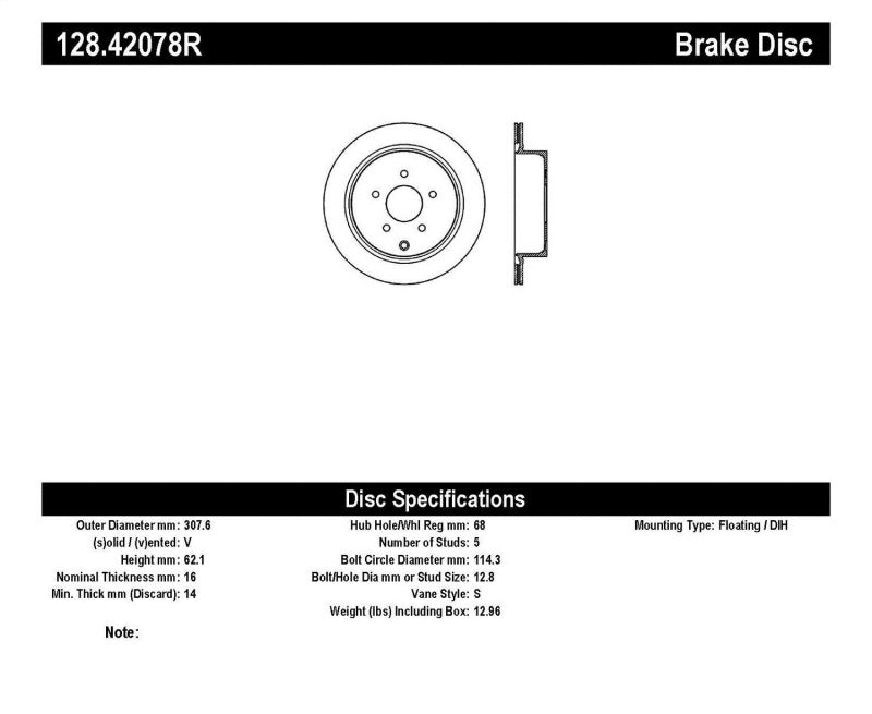 StopTech 03-07 Infiniti FX35/45 Drilled Right Rear Rotor