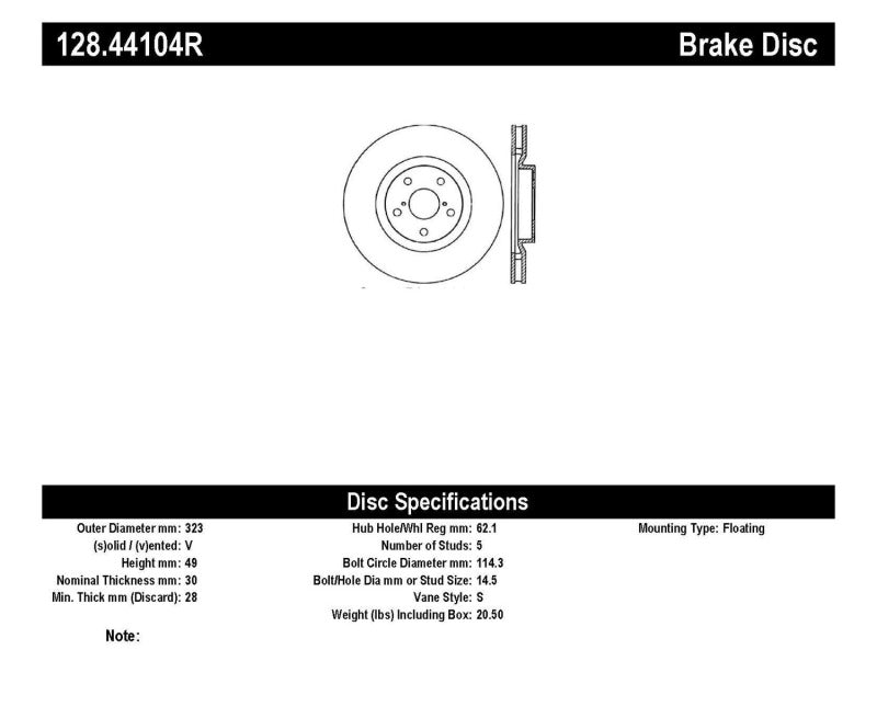 StopTech 93-98 Toyota Supra Turbo Drilled Right Front Rotor