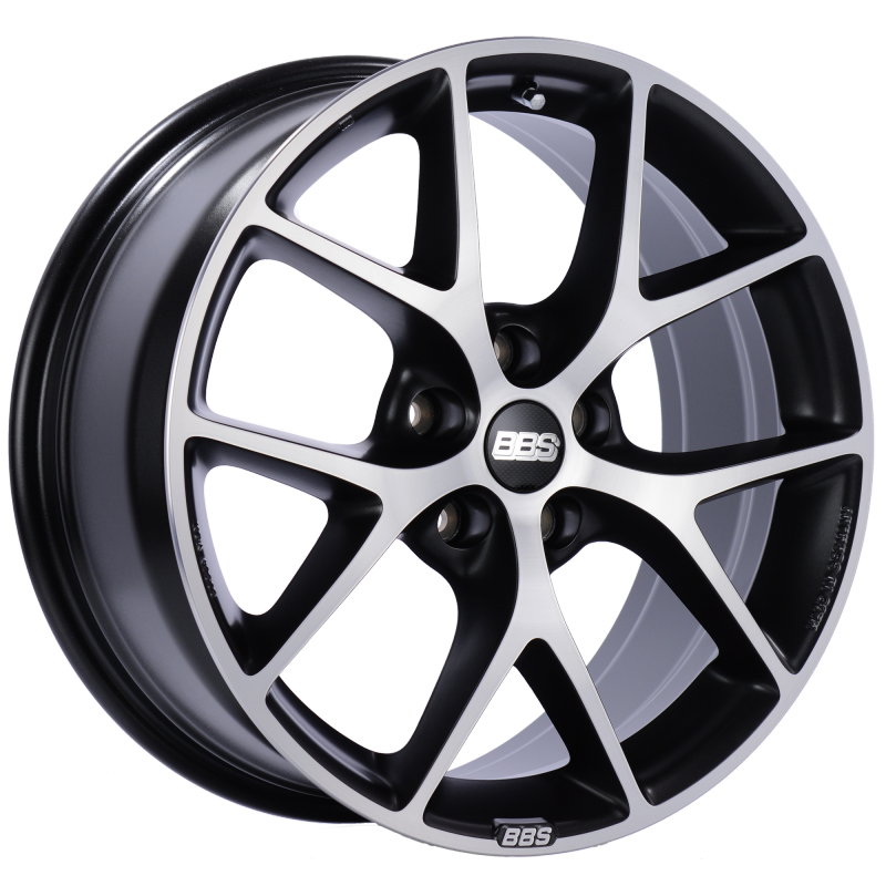 BBS SR 17x7.5 5x100 ET48 Satin Black Diamond Cut Face Wheel -70mm PFS/Clip Required