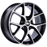 BBS SR 17x7.5 5x100 ET48 Satin Black Diamond Cut Face Wheel -70mm PFS/Clip Required