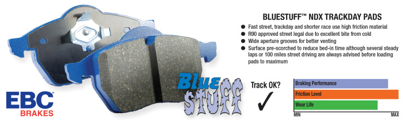 EBC 08-11 Nissan GT-R (R35) 3.8 Twin Turbo (Cast Iron Rotors) Bluestuff Front Brake Pads