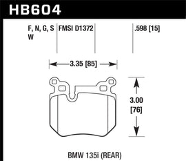 Hawk BMW 135i DTC-30 Race Rear Brake Pads
