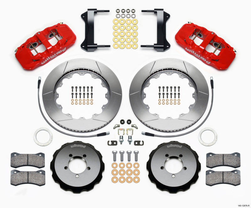 Wilwood AERO6 Front Hat Kit 14.00 Red 1999-2012 Subaru WRX w/Lines