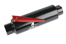 Load image into Gallery viewer, Aeromotive In-Line AN-10 Filter w/Shutoff Valve 100 Micron SS Element - Black Anodize Finish