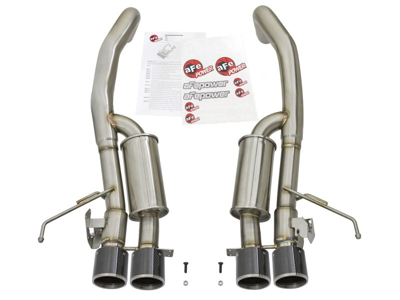 aFe MACHForce XP 3in -2 1/2in Axle Back SS Exhaust w/Carbon Fiber Tips 14-17 Chevy Corvette V8 6.2L