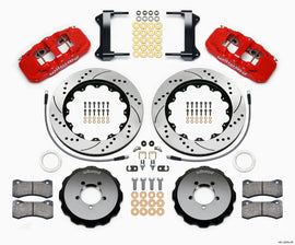 Wilwood AERO6 Front Hat Kit 14.00 Drilled Red 1999-2012 Subaru WRX w/Lines