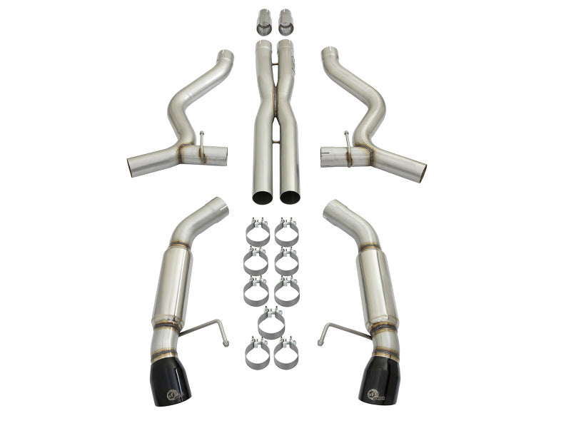 aFe MACHForce XP 3in 304 SS Sport Tone Cat-Back w/ Black Tips 15-17 Ford Mustang V6-3.7L/V8-5.0L