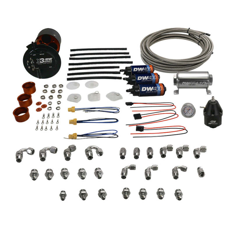 Deatschwerks X3 Series Fuel Pump Module w/ Triple DW400 Pumps/PTFE Plumbing Kit 11-24 Ford Mustang