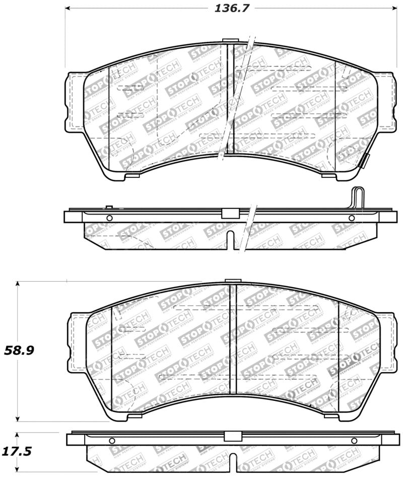 StopTech Performance 06-10 Ford Fusion / 07-10 Lincoln MKZ / 06-09 Mazda 6 Front Brake Pads