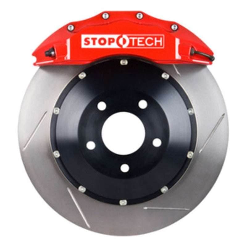 StopTech 03-06 Evo Front BBK w/ Red ST-60 Calipers Slotted 355x32mm Rotors Pads and SS Lines