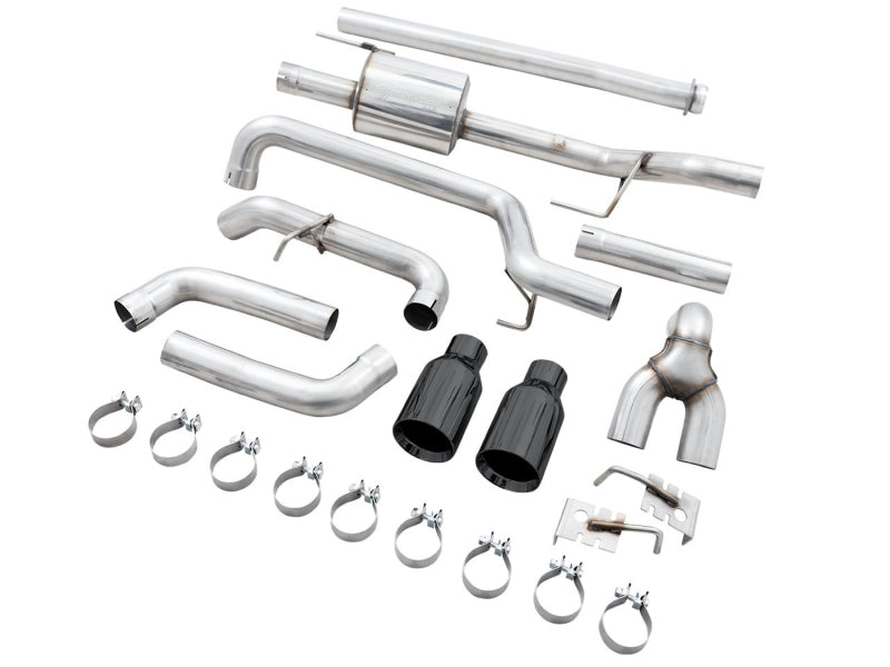 AWE 0FG 21+ Ford F150 Dual Split Rear Cat-Back Exhaust- 5in Diamond Black Tips