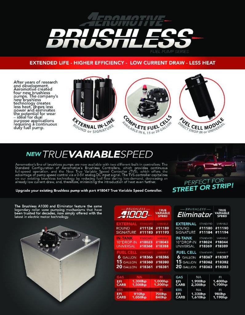 Aeromotive Variable Speed Controlled Fuel Pump - Round - In-line - Brushless A1000