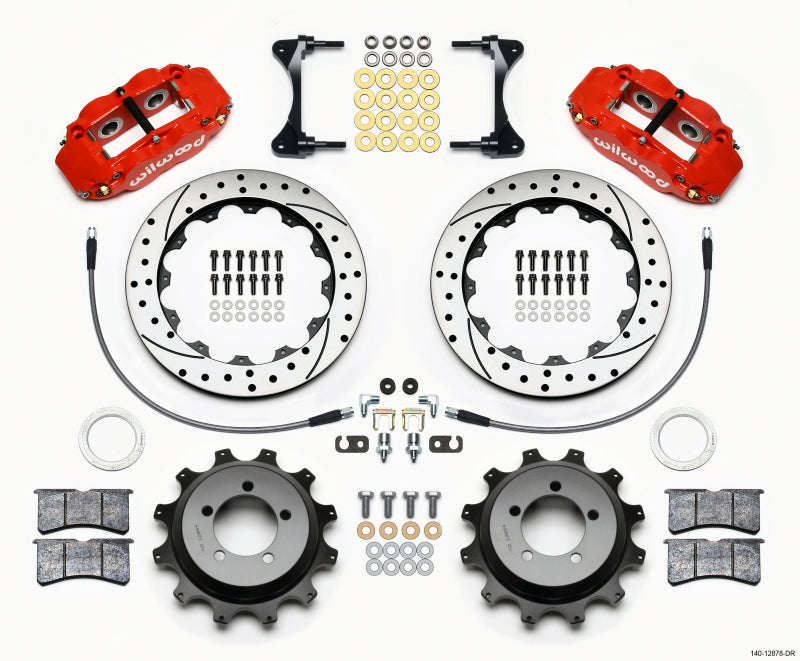 Wilwood Narrow Superlite 4R Rear Kit 12.88in Drilled Red 99-05 WRX / 99-07 Impreza