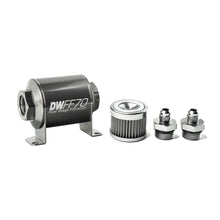 Load image into Gallery viewer, DeatschWerks Stainless Steel 6AN 40 Micron Universal Inline Fuel Filter Housing Kit (70mm)