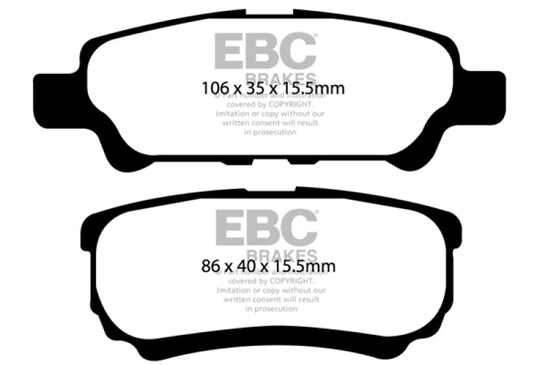 EBC 11-14 Chrysler 200 2.4 Redstuff Rear Brake Pads