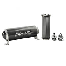 Load image into Gallery viewer, DeatschWerks Stainless Steel 6AN 40 Micron Universal Inline Fuel Filter Housing Kit (160mm)