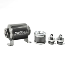 Load image into Gallery viewer, DeatschWerks Stainless Steel 6AN 10 Micron Universal Inline Fuel Filter Housing Kit (70mm)