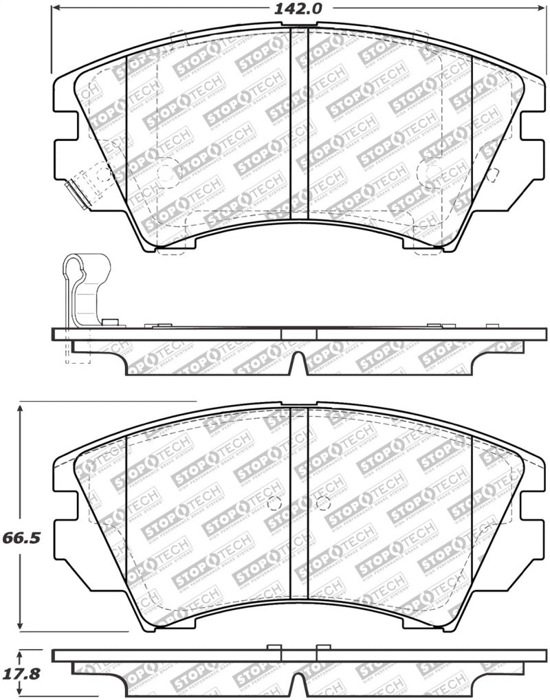 StopTech Street Select Brake Pads w/Hardware - Front